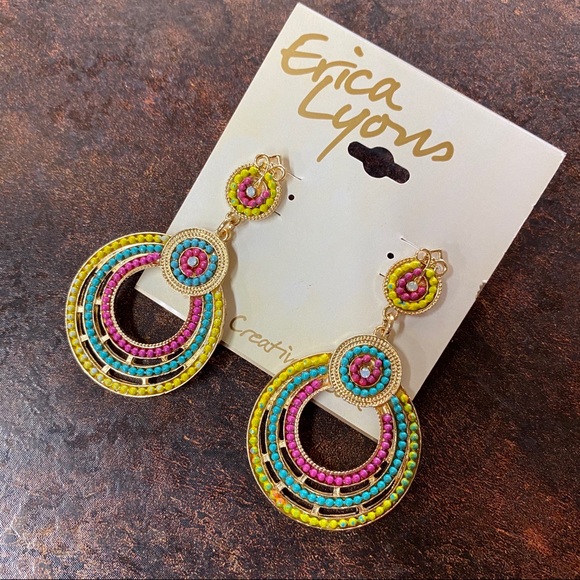 Erica Lyons Stone Sparkle Earrings Dangle G5 - Picture 2 of 2
